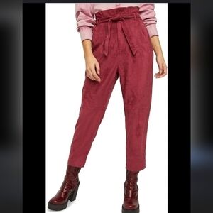 Free PEOPLE Pants Nightfall Vegan Suede High Rise Paperbag Waist Trousers NEW!